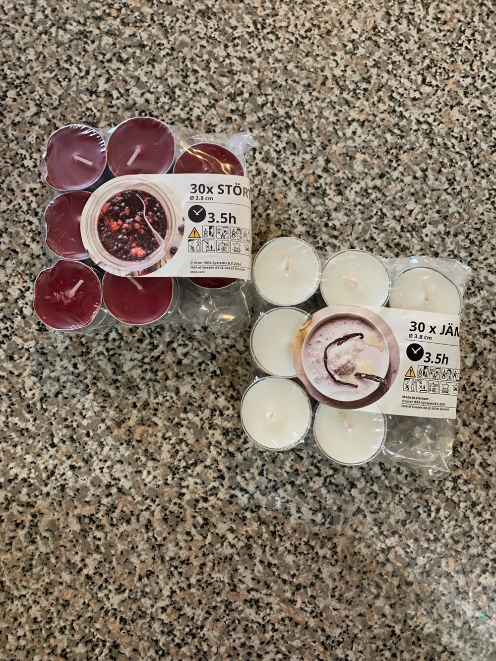Tea Light (30) Candles - Burgundy & White